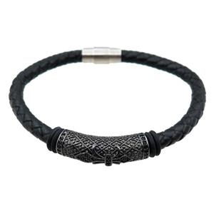 PU leather bracelets with magnetic clasp, approx 6mm, 70mm dia