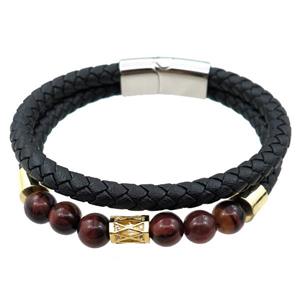 PU leather bracelet with magnetic clasp, approx 12mm, 70mm dia