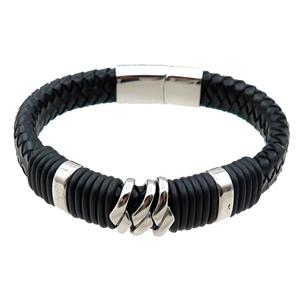 PU leather bracelet with magnetic clasp, approx 12mm, 70mm dia