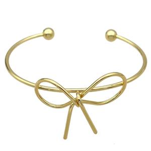 copper bangle with knot, adjustable, gold plated, approx 2.5mm thickness, 60mm dia