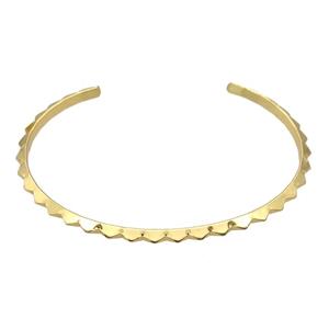 adjustable copper bangle, gold plated, approx 3mm, 60mm dia