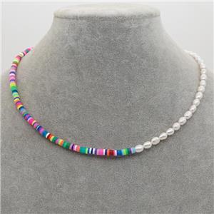 Pearl Necklace with polymer clay, approx 4mm, 40-45cm length
