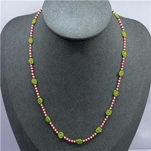 handmade Necklace with miyuki glass, braid flower, approx 2mm, 40-45cm length