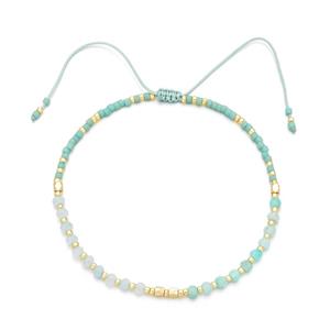 Amazonite Bracelet with Aquamarine, adjustable, approx 3mm, 16-24cm length