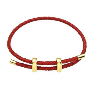 Red PU Leather Bracelet Adjustable, approx 3mm thickness