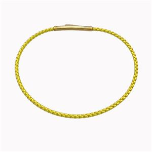 Yellow Nylon Cord Bracelet With Stainless Steel Clasp, approx 2mm thickness