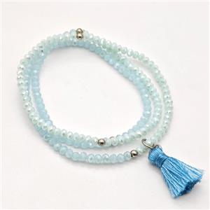 Aqua Chinese Crystal Glass Bracelets Stretchy, approx 3-3.5mm