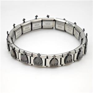 Stainless Steel Module Bracelet CROSS, approx 9mm, 17cm length