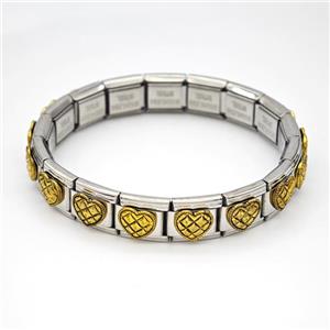 Stainless Steel Module Bracelet Heart, approx 9mm, 17cm length
