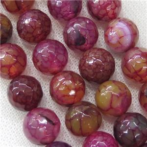 red veins Agate beads, faceted round, approx 10mm dia