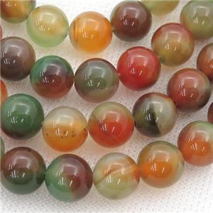 natural Agate Beads, red-green, dye, approx 10mm dia