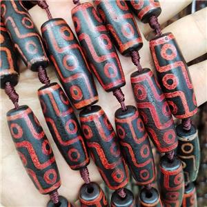 Red Black Fire Tibetan Agate Rice Beads Evil Eye, approx 14-40mm