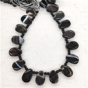 Natural Stripe Agate Teardrop Beads Black Topdrilled, approx 20-30mm