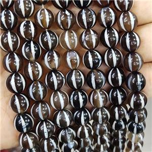 Coffee Tibetan Agate Round Beads Watermelon Smooth, approx 10mm dia