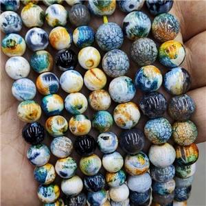 Natural Agate Beads Fired Green Yellow Dye Smooth Round, approx 8mm dia