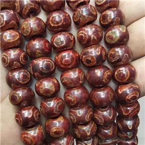 Tibetan Agate Beads Red Eye Smooth Rondelle, approx 10-14mm