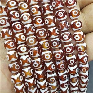 Tibetan Agate Beads Red Evil Eye Smooth Round, approx 8mm dia, 48pcs per st