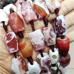 Natural Agate Beads Fire Red Dye Freeform, approx 18-28mm, 9pcs per st