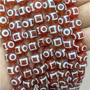 Tibetan Agate Beads Red Smooth Round, approx 10mm dia, 35pcs per st
