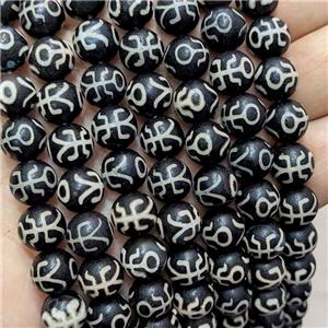 Tibetan Agate Beads Black Round, approx 10mm dia