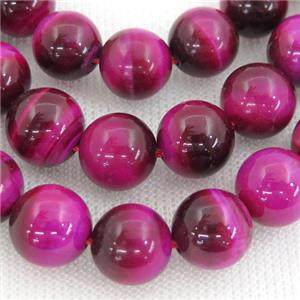 hotpink Tiger eye stone beads, round, approx 8mm dia