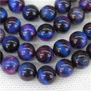 round Tiger eye stone beads, bluepurple, approx 6mm dia