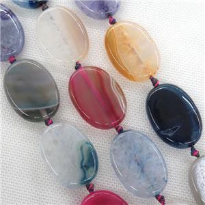 Agate Druzy oval beads, mixed color, approx 23x35mm