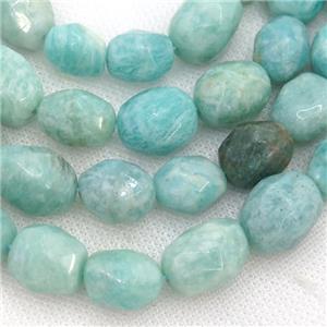 green Amazonite Beads, faceted freeform, approx 12-16mm