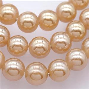 round white Agate Beads with champagne electroplated, approx 8mm dia