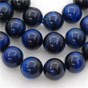 blue Tiger eye stone beads, round, approx 10mm dia
