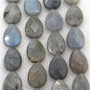 Labradorite beads, faceted teardrop, approx 10x14mm