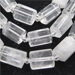 Clear Quartz Beads, faceted tube, approx 10-16mm