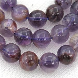Natural Purple Phantom Quartz Beads Cacoxenite Smooth Round, approx 8mm dia