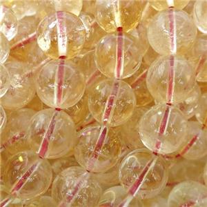 natural Citrine Beads, round, lt.yellow, approx 8mm dia