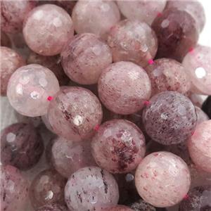Strawberry Quartz Beads, faceted round, approx 8mm dia
