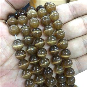 coffee round Cats Eye Stone Beads, approx 12mm dia