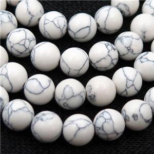 white synthetic Turquoise Beads, round, approx 6mm dia