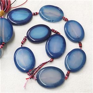natural Agate Oval Beads, blue dye, approx 28-38mm