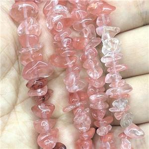 Synthetic Pink Watermelon Quartz Chip Beads Freeform, approx 5-8mm, 32inch length