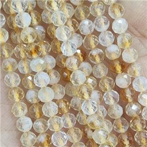 Tiny Citrine Beads Yellow Faceted Round, approx 2mm