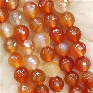 Red Carnelian Agate Beads Faceted Round, approx 8mm dia
