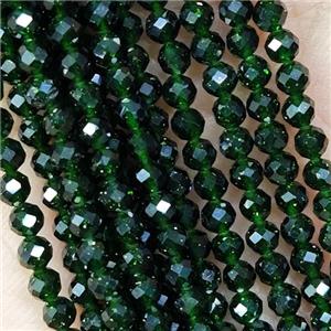 Green Sandstone Beads Faceted Round, approx 4mm dia