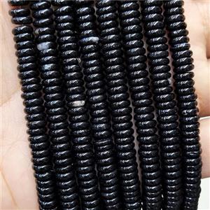 Natural Black Agate Heishi Beads, approx 6mm