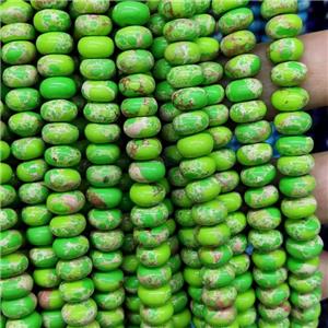 Synthetic Imperial Jasper Beads Smooth Rondelle Green, approx 5-8mm