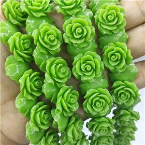 Green Resin Flower Beads, approx 20mm, 30pcs per st