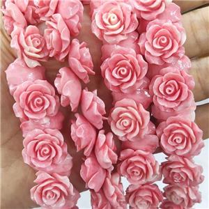 Pink Resin Flower Beads, approx 20mm, 30pcs per st
