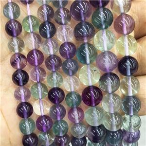 Natural Fluorite Beads Multicolor Smooth Round, approx 6mm dia