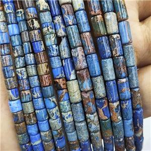 Imperial Jasper Tube Beads Blue, approx 4x4mm