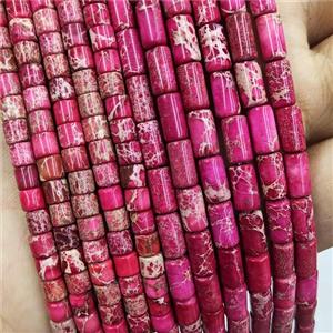 Imperial Jasper Tube Beads Red, approx 4x4mm
