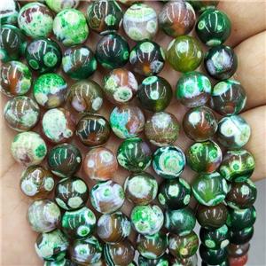 Natural Agate Beads Fire Green Dye Smooth Round, approx 10mm dia
